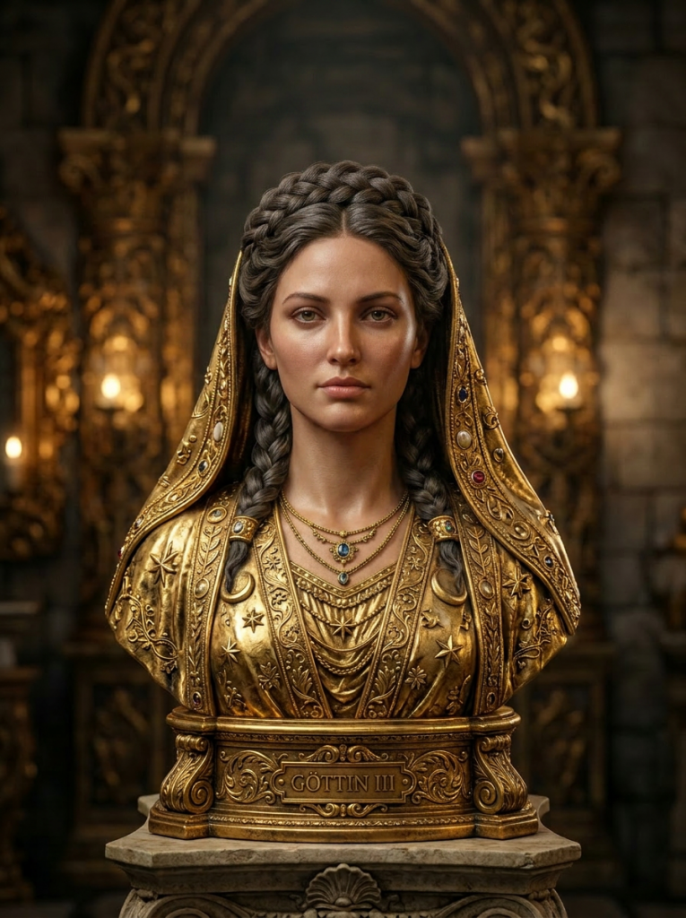More lifelike, remove crown from goddess